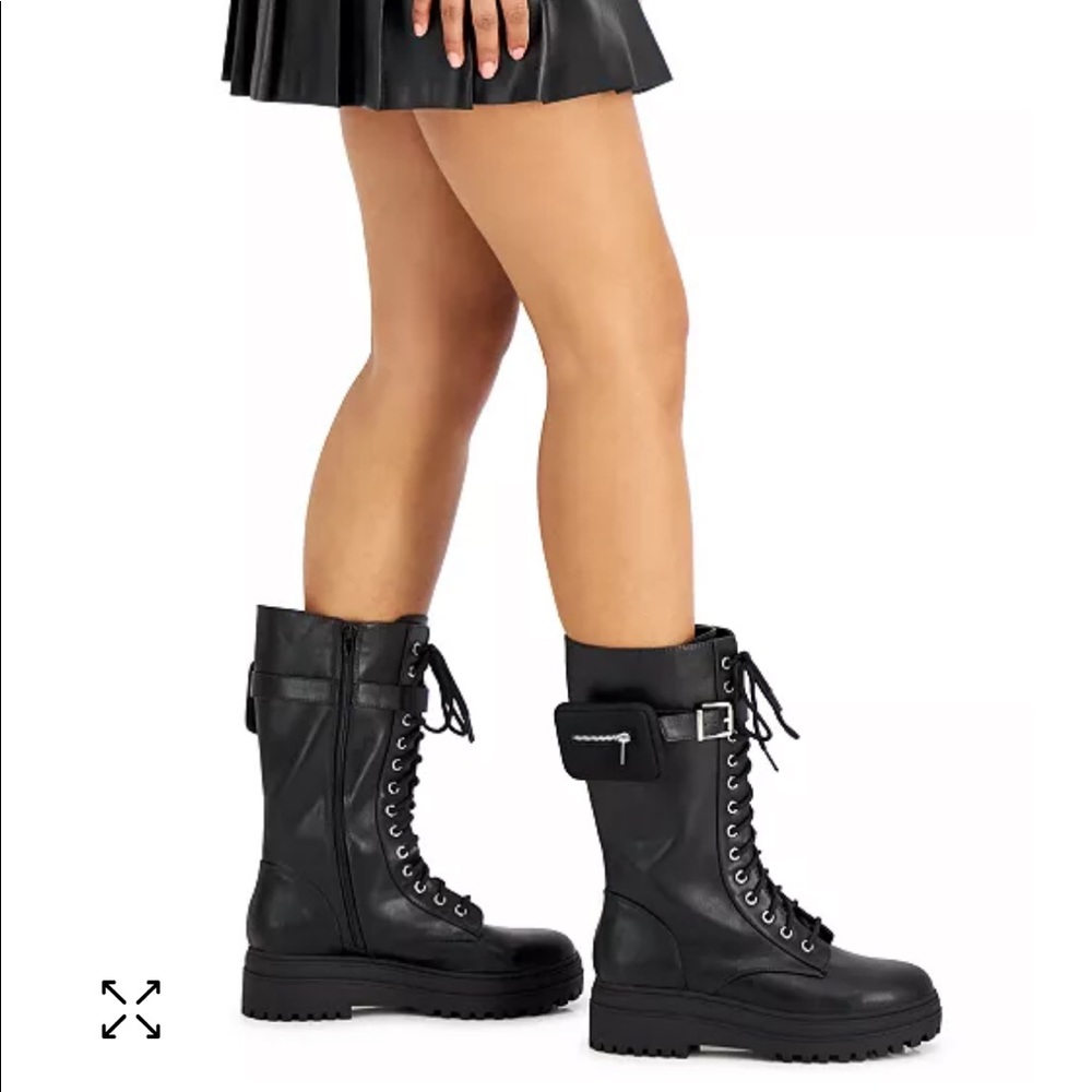 New!  Wild Pair Shannon Zip Pocket Pouch Tall Lace Up Booties